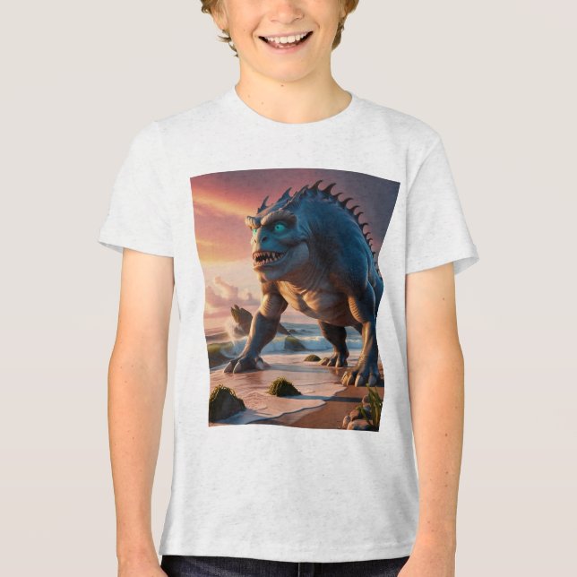 Sea Monster T-Shirt for KIDS by Juan Cabana Tri-Blend Shirt (Front)