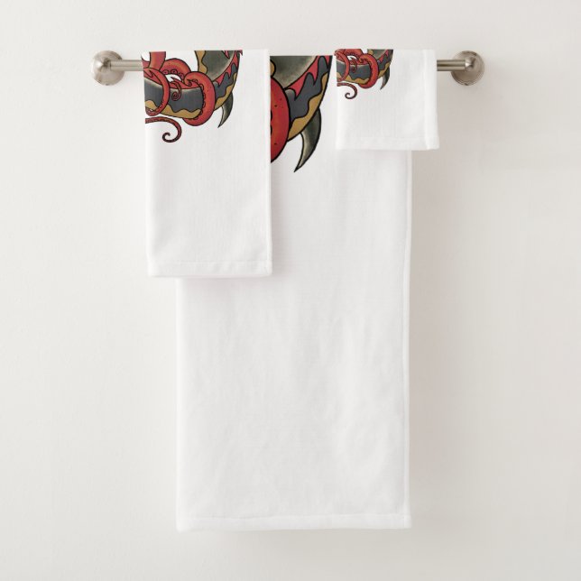 sea monsters bath towel set (Insitu)