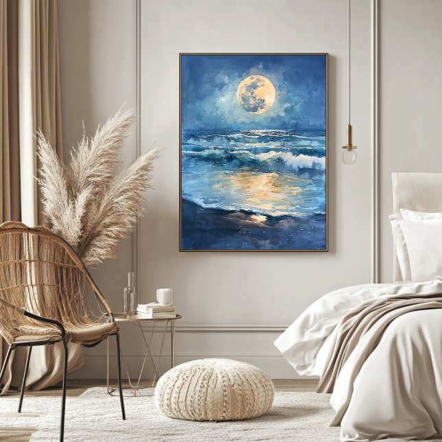 SEA MOON WATERCOLOR ILLUSTRATION POSTER (Creator Uploaded)