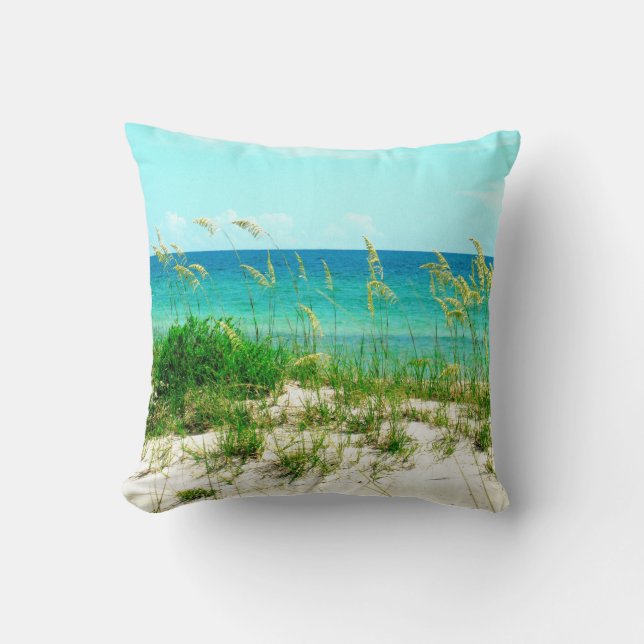 Sea Oats and Dune Grass Beach Pillow (Front)