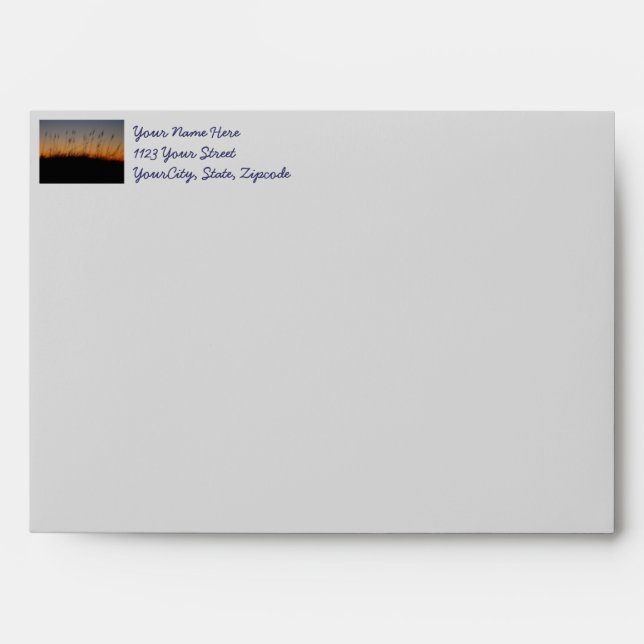 Sea Oats and Dunes at Sunset Envelope (Front)
