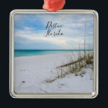 Sea Oats And White Sand Beach Morning Ornament<br><div class="desc">Ornament souvenir featuring a beautiful morning right at sunrise on the white sandy beach of Destin, Florida, United States by some sea oats grass. The water was pretty calm. Looking for more prints or products? Feel free to visit my store: http://www.zazzle.com/timelessmomentsphtgy This photo was taken by Jennifer White with Timeless...</div>