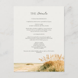 Sea Oats Dune Sanibel Gulf Coast Wedding Details Enclosure Card
