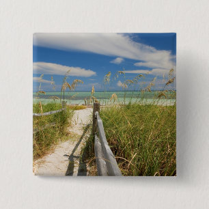 Sea oats Uniola paniculata) growing by beach, 15 Cm Square Badge