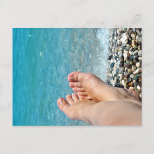 sea ocean beach relax woman feet summer tourism postcard