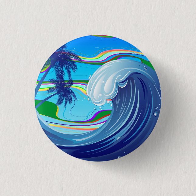 Sea Ocean big Wave Water Double-Sided keychain 3 Cm Round Badge (Front)