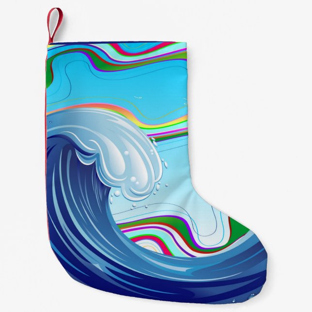 Sea Ocean big Wave Water  Small Christmas Stocking (Front)
