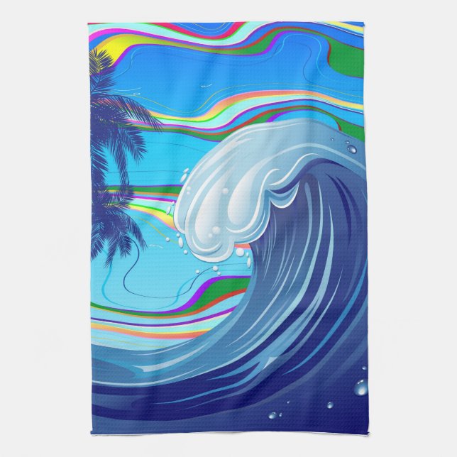 Sea Ocean big Wave Water  Tea Towel (Vertical)