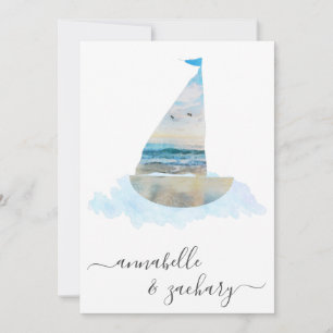 *~* Sea Ocean BOAT RSVP + QR Beach AR7 Wedding Invitation