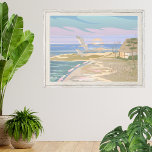 Sea Ocean Coastal Beach Art Photo Print<br><div class="desc">Transport yourself to the serene coastal bliss of a summer's day with this art print poster, capturing the essence of a tranquil beach scene. The soft pastel hues of blue, pink, purple, tan and creams, evoke the calming aura of a coastal sunset or sunrise, where the ocean's gentle surf kisses...</div>