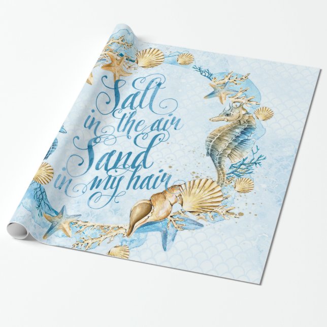 Sea & ocean pattern wrapping paper (Unrolled)