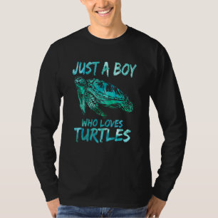 Sea Ocean Watercolor Just A Boy Who Loves Turtles T-Shirt
