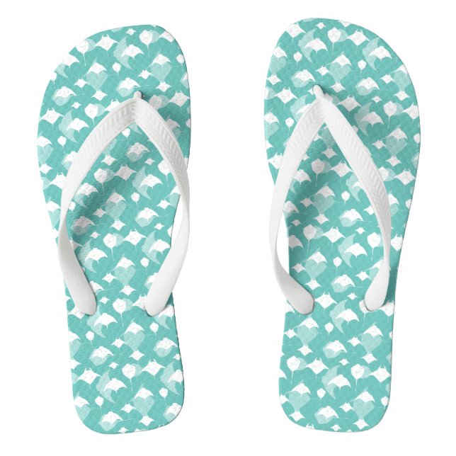 Sea of Cortez Flying Rays Aqua Blue White Jandals (Footbed)