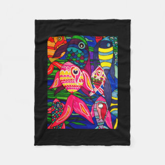 sea of fish fleece blanket