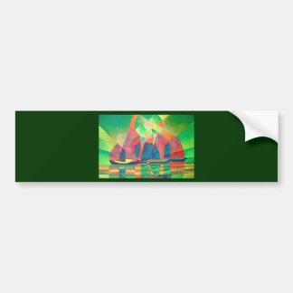 Sea of Green With Cubist Abstract Junks Bumper Sticker