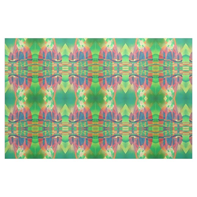 Sea of Green With Cubist Abstract Junks Fabric (Fat Quarter)