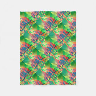 Sea of Green With Cubist Abstract Junks Fleece Blanket