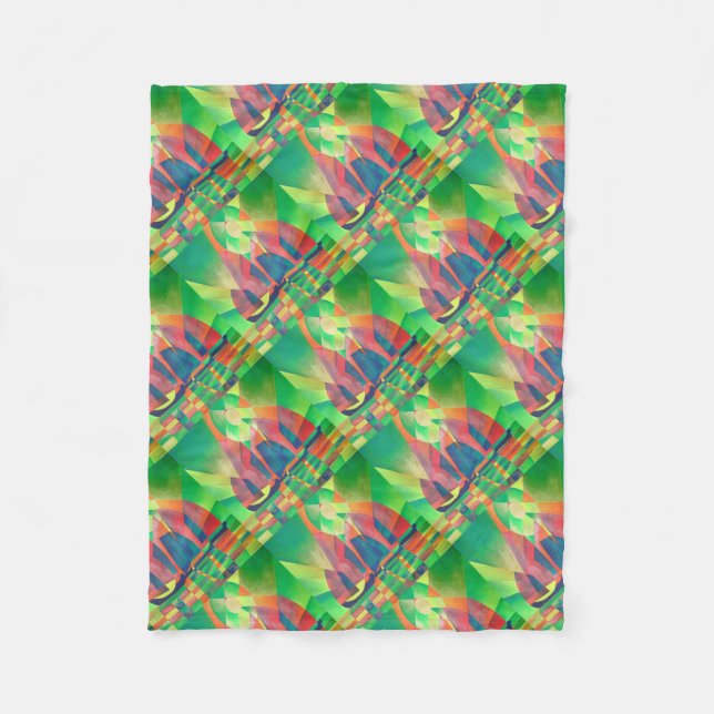 Sea of Green With Cubist Abstract Junks Fleece Blanket (Front)