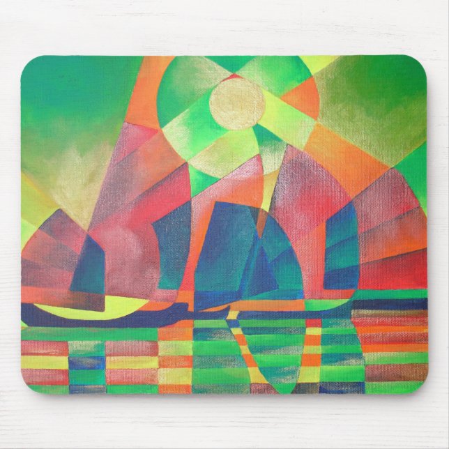 Sea of Green With Cubist Abstract Junks Mouse Pad (Front)