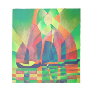 Sea of Green With Cubist Abstract Junks Notepad