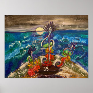 Sea of Harmony - Om Canvas Painting Poster