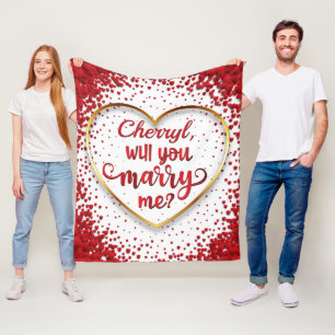 Sea of Hearts Marriage Proposal Will you Marry Me Fleece Blanket