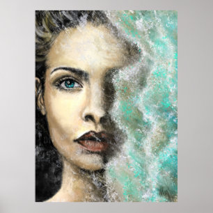 Sea of Memories Poster Painting Art Woman Face