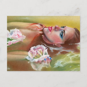 Sea of roses beauty mermaid postcard