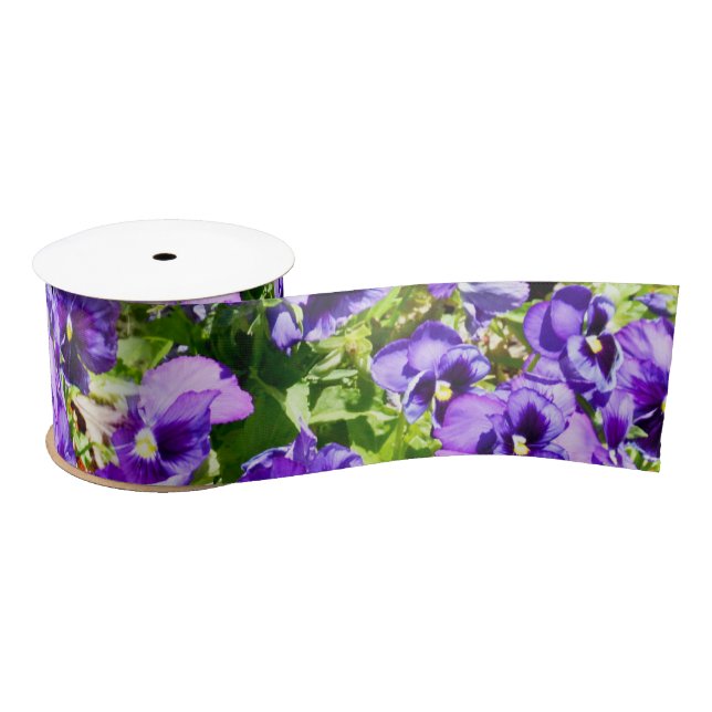 Sea of Serenity: The Beautiful Purple Pansy Field Satin Ribbon (Spool)