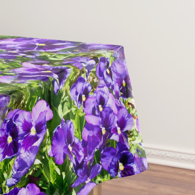Sea of Serenity: The Beautiful Purple Pansy Field Tablecloth (In Situ)