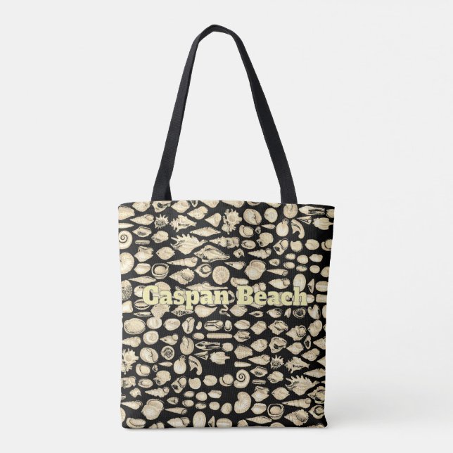 Sea of Shells -Black Personalised Tote Bag (Back)