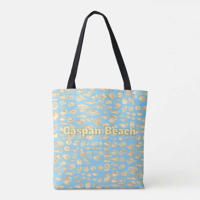 Sea of Shells - Lt Blue Personalised Tote Bag (Back)