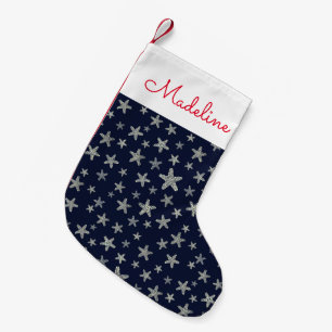 Sea Of Starfish Pattern   Add Your Name Small Christmas Stocking