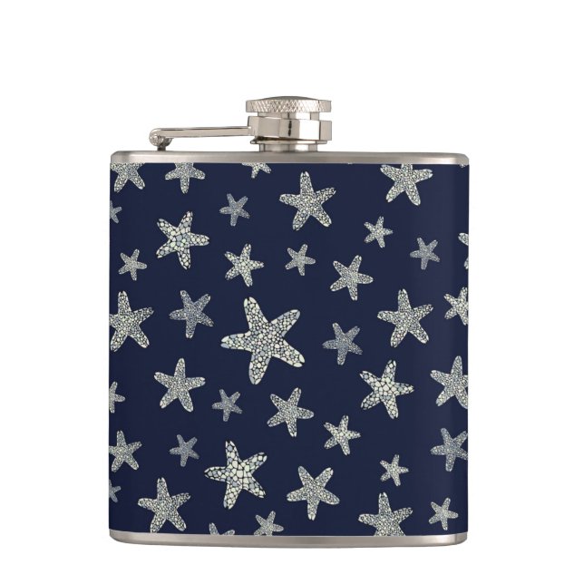Sea Of Starfish Pattern Hip Flask (Front)
