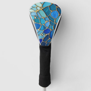 Sea of Waves Blue and Gold Mosaic Fine Art Golf Head Cover