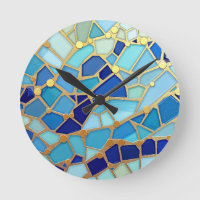 Sea of Waves Blue and Gold Mosaic Fine Art
