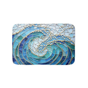 Sea of Waves Mosaic Art Bath Mat