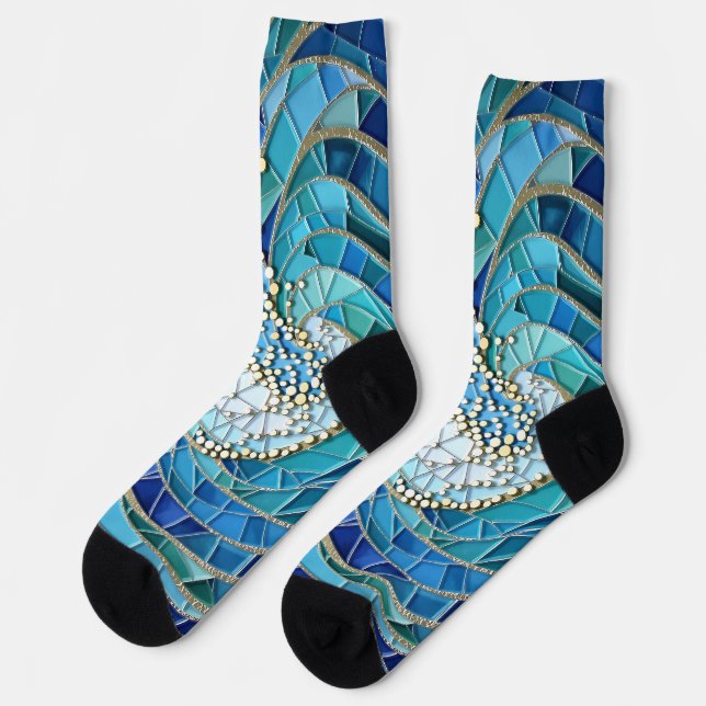 Sea of Waves Mosaic Art Socks (Left)