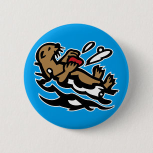 Sea otter 6 cm round badge