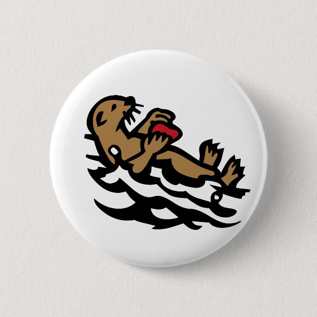 Sea otter 6 cm round badge (Front)