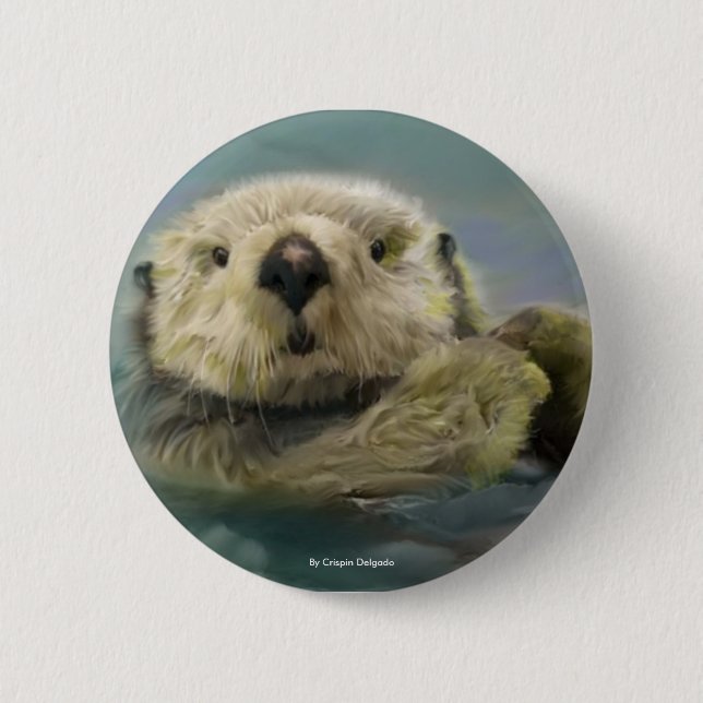 Sea Otter 6 Cm Round Badge (Front)
