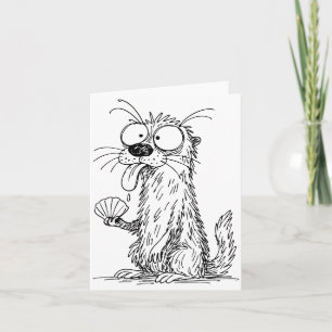 Sea Otter Abstract Art Rtrait Drawing Whimsical Fu Card