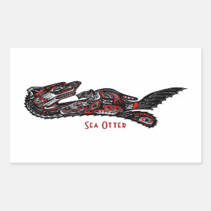SEA OTTER & BABY (Haida Styled) Art Gift Sticker
