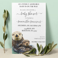 Sea Otter Baby Shower Adorable Watercolor