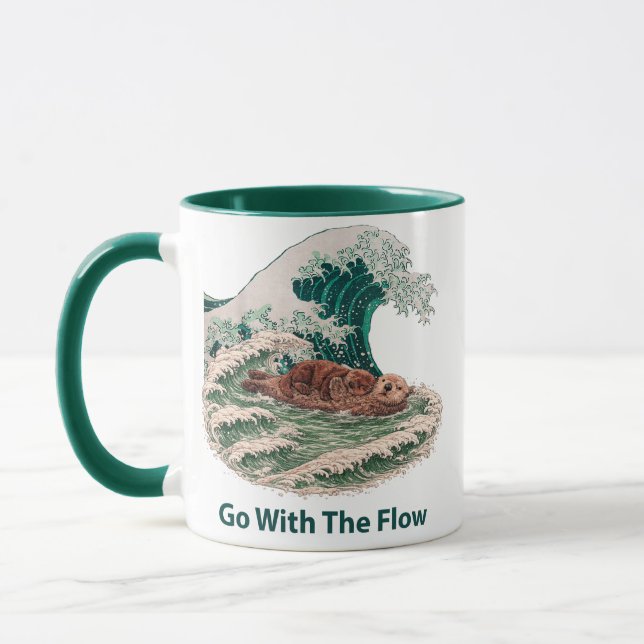 Sea Otter Coffee - Go With The Flow Great Wave  Mug (Left)