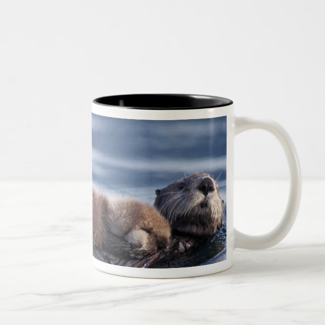 sea otter, Enhydra lutris lutris Two-Tone Coffee Mug (Right)