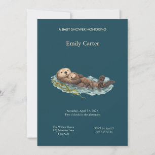 Sea Otter Family Baby Shower Invitation