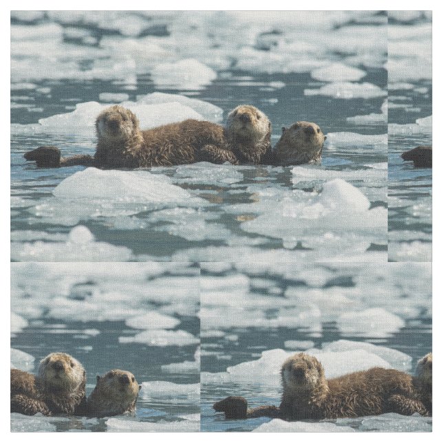 Sea Otter Family Fabric (Close Up)
