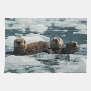 Sea Otter Family Tea Towel