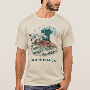 Sea Otter Go With The Flow - Great Wave Japanese  T-Shirt